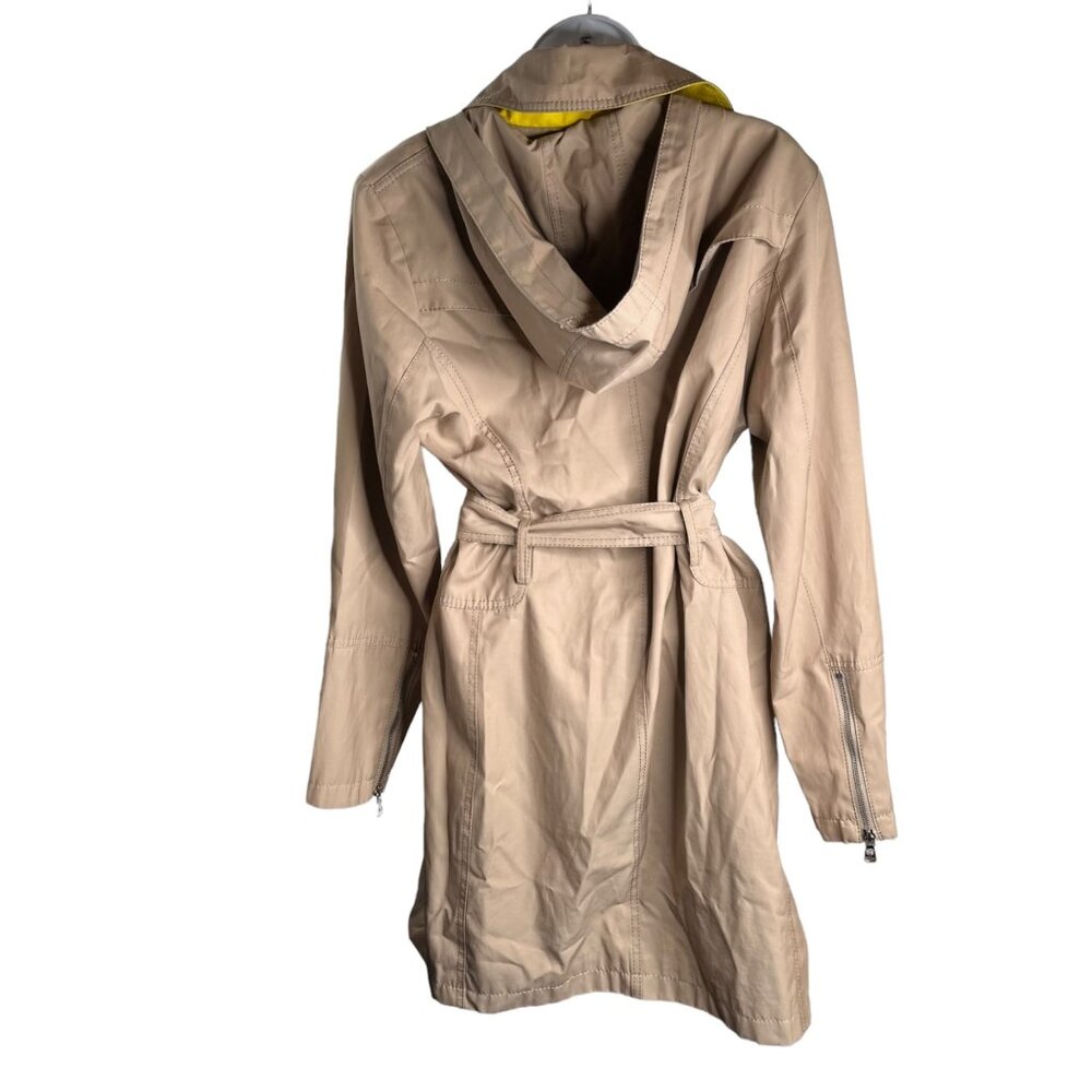 Vince Camuto  Beige Trench Coat With Belt And Zippered Cuffs size  large - Picture 4 of 12